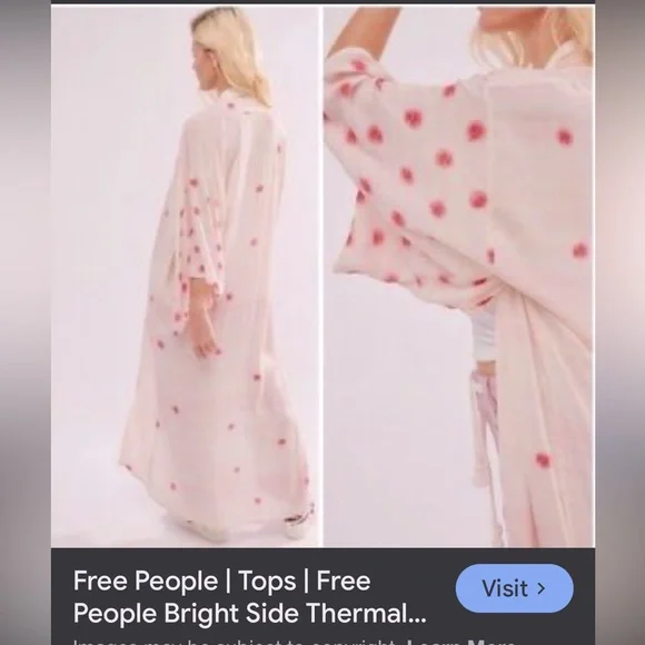 Free People Pink and Cream Polka Dot Kimono - Picture 2 of 5